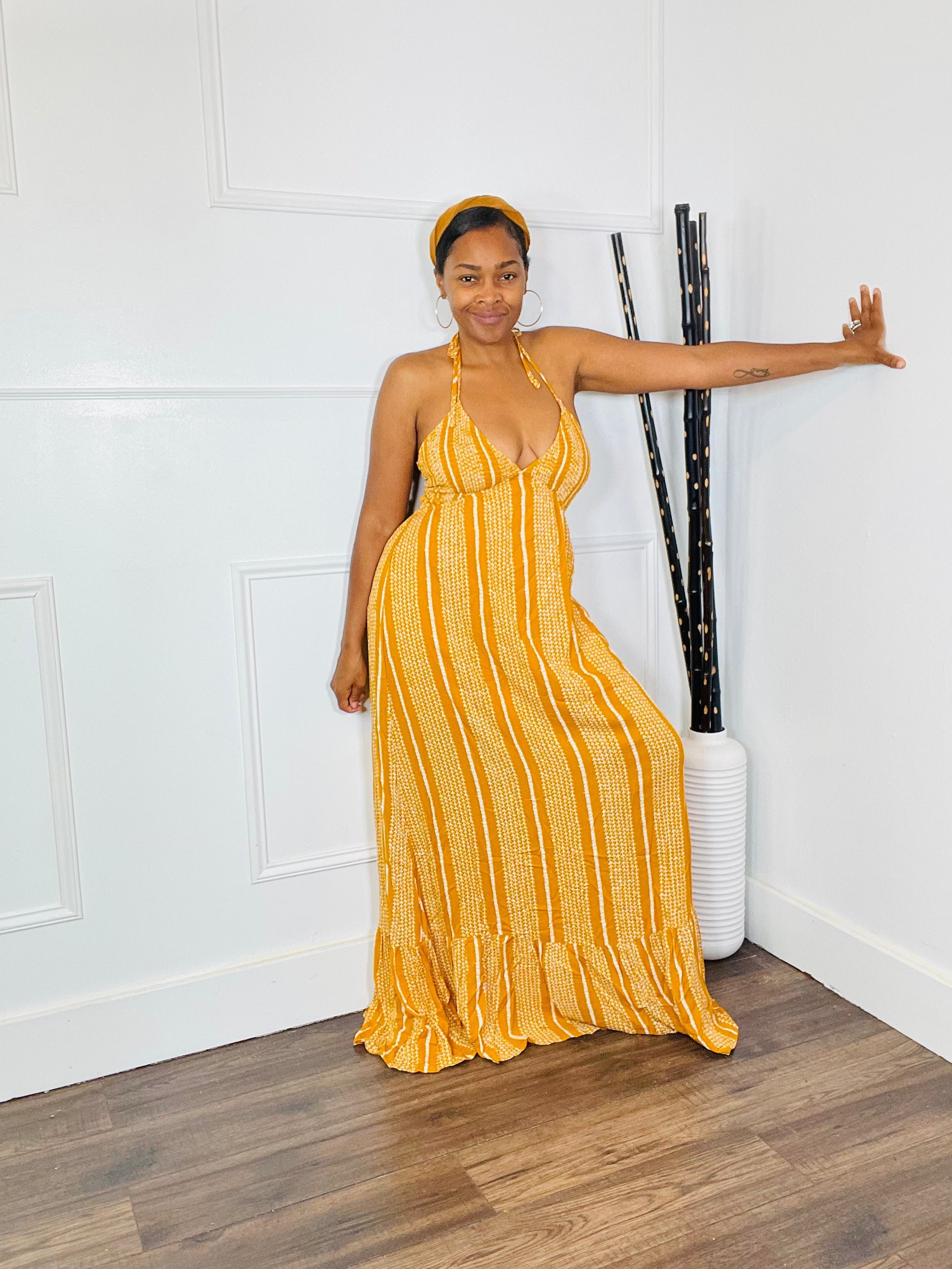 Pretty Slay Empire Waist Maxi Dress